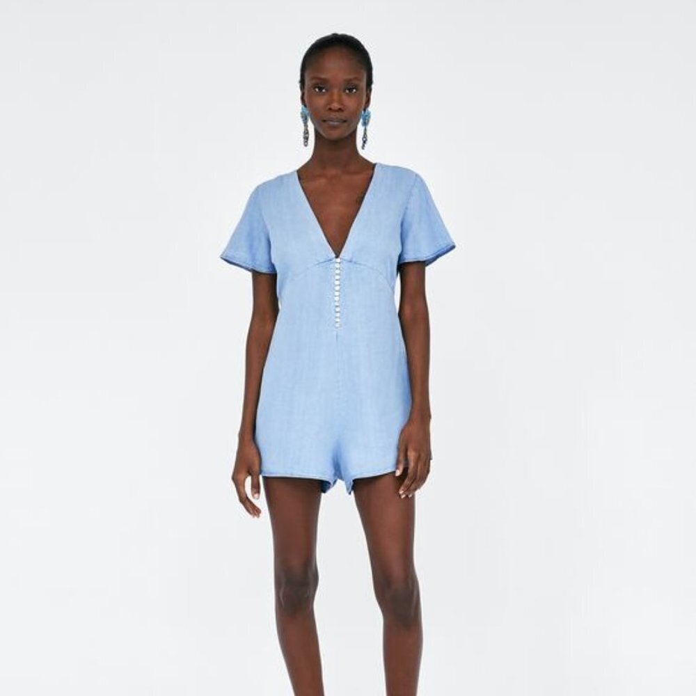 ZARA Chambray Denim Romper